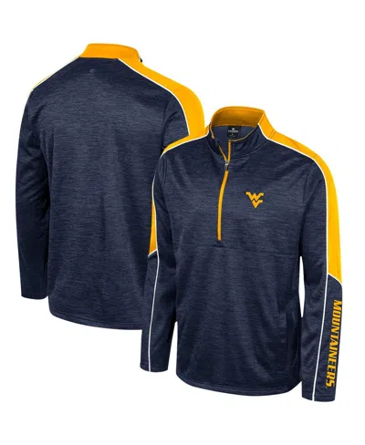 Colosseum Navy West Virginia Mountaineers Marled Half-zip Jacket