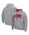 Colosseum Men's  Heathered Gray Nc State Wolfpack Arch And Logo 3.0 Pullover Hoodie In Heathered Gray