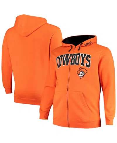 Colosseum Men's  Orange Oklahoma State Cowboys Big And Tall Full-zip Hoodie