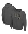 Colosseum Charcoal Purdue Boilermakers Arch & Logo 3.0 Pullover Hoodie In Charcoal