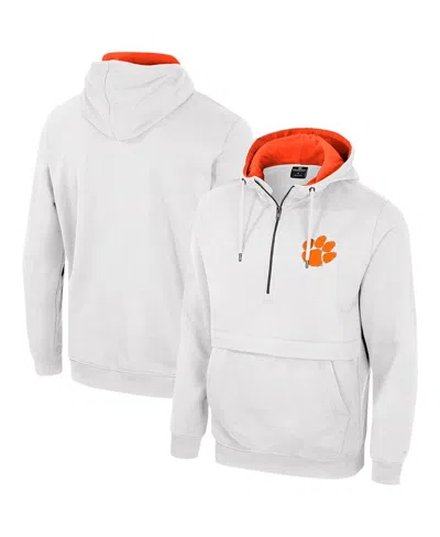 Colosseum Men's Clemson Tigers Half-zip Hoodie In White