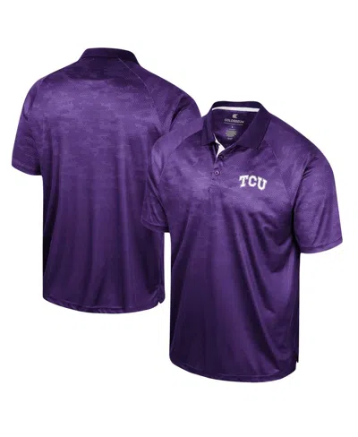 Colosseum Men's  Purple Tcu Horned Frogs Honeycomb Raglan Polo Shirt