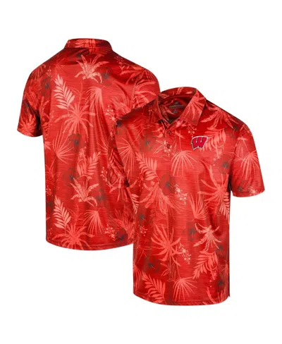 Colosseum Men's  Red Wisconsin Badgers Big And Tall Palms Polo Shirt