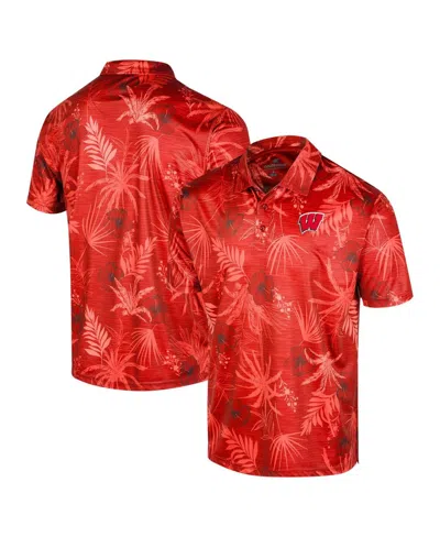 Colosseum Men's Red Wisconsin Badgers Palms Polo