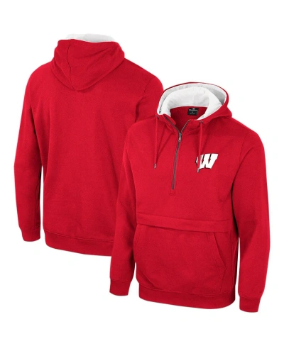 Colosseum Men's  Red Wisconsin Badgers Half-zip Hoodie