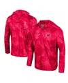 Colosseum Men's  Red Wisconsin Badgers Palms Printed Lightweight Quarter-zip Hooded Top In Red