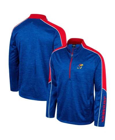 Colosseum Men's  Royal Kansas Jayhawks Marled Half-zip Jacket