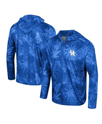 Colosseum Men's  Royal Kentucky Wildcats Palms Printed Lightweight Quarter-zip Hooded Top