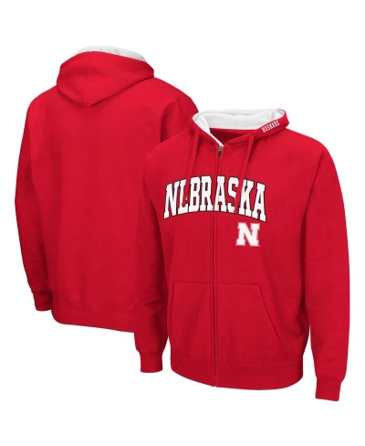 Colosseum Men's  Scarlet Nebraska Huskers Arch & Logo 3.0 Full-zip Hoodie