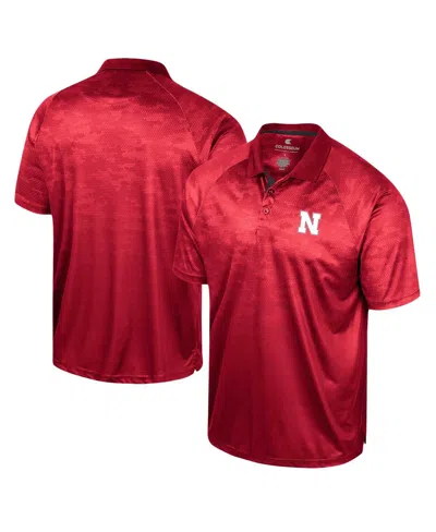Colosseum Men's  Scarlet Nebraska Huskers Honeycomb Raglan Polo Shirt