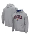 Colosseum Men's  Heathered Gray Virginia Cavaliers Arch And Logo 3.0 Pullover Hoodie In Heathered Gray