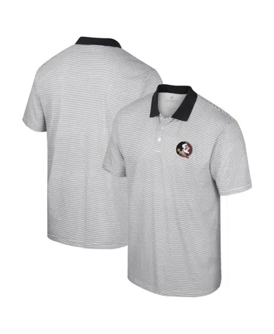 Colosseum Men's  White, Black Florida State Seminoles Print Stripe Polo Shirt In White,black