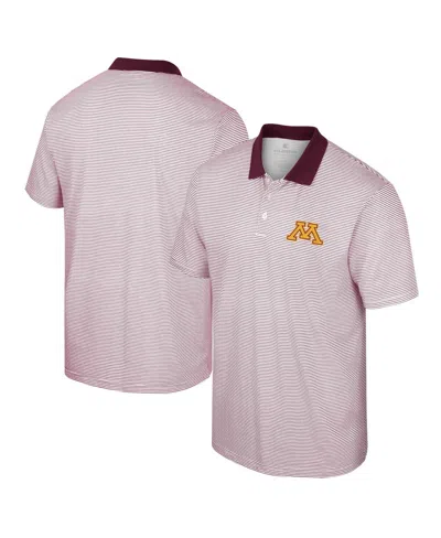 Colosseum Men's  White, Maroon Minnesota Golden Gophers Print Stripe Polo Shirt In White,maroon