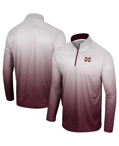 Colosseum Men's  White, Maroon Mississippi State Bulldogs Laws Of Physics Quarter-zip Windshirt In White,maroon