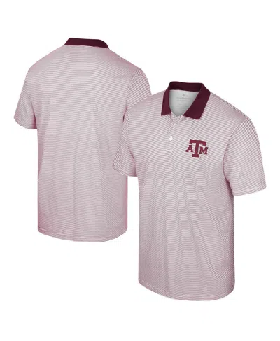 Colosseum Men's  White, Maroon Texas A&m Aggies Print Stripe Polo Shirt In White,maroon