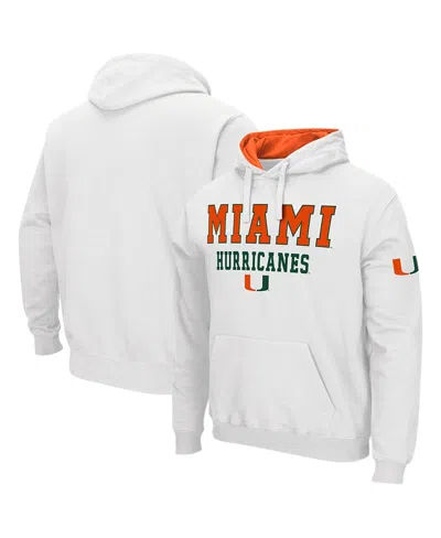 Colosseum Men's  White Miami Hurricanes Sunrise Pullover Hoodie