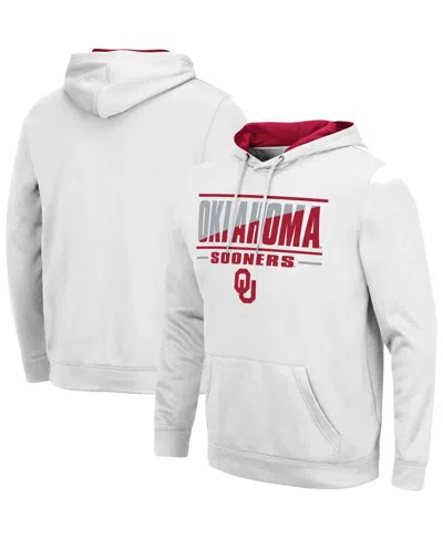 Colosseum Men's  White Oklahoma Sooners Slash Stack 2.0 Pullover Hoodie