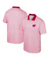 Colosseum Men's  White, Red Nc State Wolfpack Print Stripe Polo Shirt In White,red