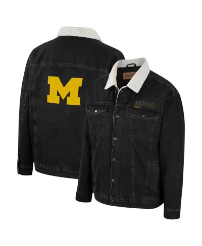 Colosseum Men's  X Wrangler Charcoal Michigan Wolverines Western Button-up Denim Jacket