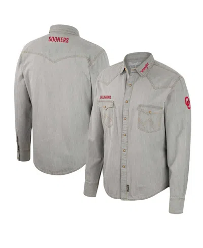 Colosseum Men's  X Wrangler Gray Oklahoma Sooners Cowboy Cut Western Full-snap Long Sleeve Shirt