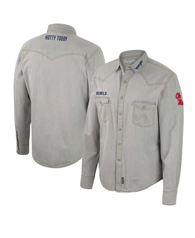 Colosseum Men's  X Wrangler Gray Ole Miss Rebels Cowboy Cut Western Full-snap Long Sleeve Shirt