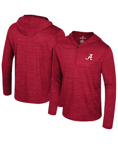Colosseum Men's Crimson Alabama Crimson Tide Always Sunny Lightweight Quarter-zip Hoodie In Red