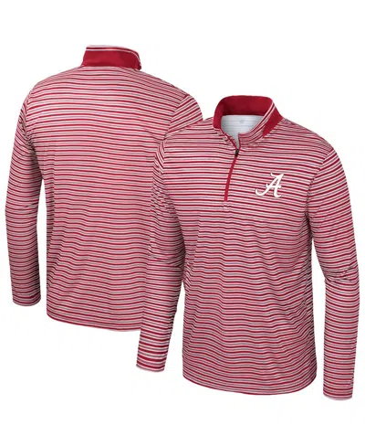 Colosseum Men's Crimson Alabama Crimson Tide Striped Quarter-zip Top