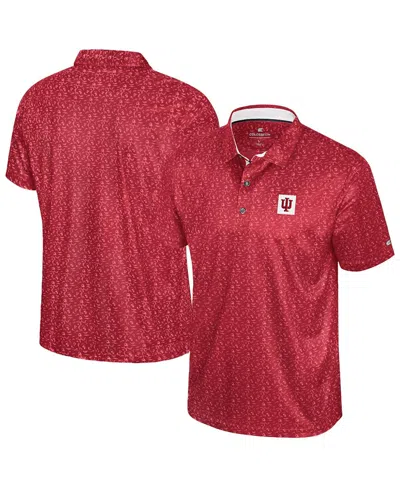 Colosseum Men's Crimson Indiana Hoosiers Football Print Polo Shirt In Red