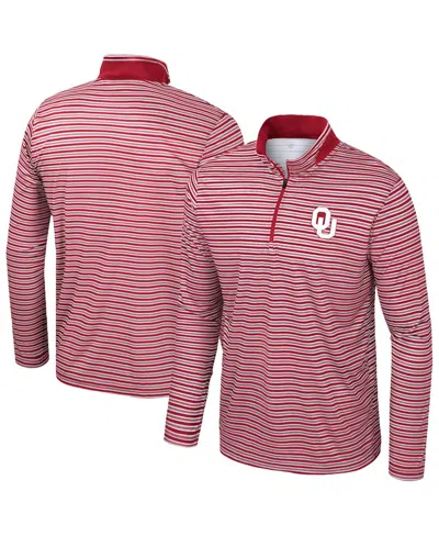 Colosseum Men's Crimson Oklahoma Sooners Striped Quarter-zip Sweatshirt In Red