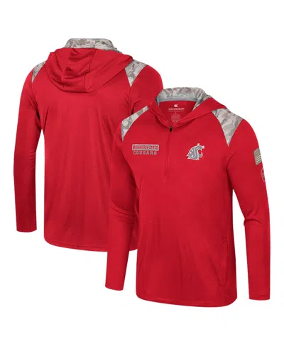 Colosseum Men's Crimson Washington State Cougars Oht Military Appreciation Quarter-zip Hoodie Jacket