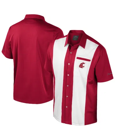 Colosseum Men's Crimson Washington State Cougars Strike Bowling Button-up Shirt In Red
