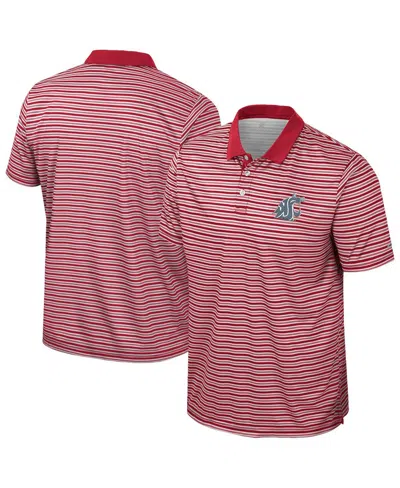Colosseum Men's Crimson Washington State Cougars Striped Polo Shirt In Red