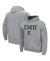 Colosseum Men's Eastern Michigan Eagles Arch And Logo Pullover Hoodie In Heathered Gray