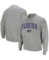 Colosseum Men's Heathered Gray Florida Gators Arch Logo Crew Neck Sweatshirt In Heathered Gray