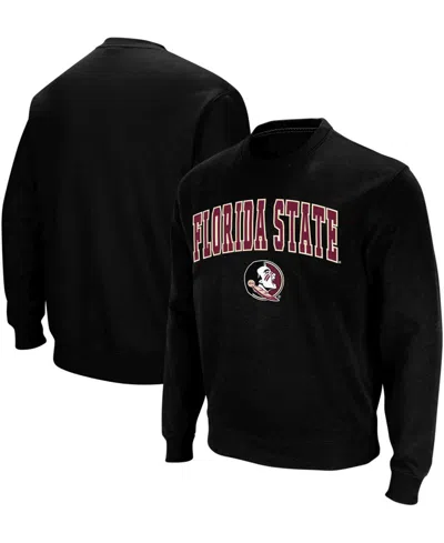 Colosseum Men's Florida State Seminoles Arch & Logo Tackle Twill Pullover Sweatshirt In Black
