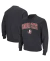 Colosseum Men's Florida State Seminoles Arch & Logo Tackle Twill Pullover Sweatshirt In Charcoal