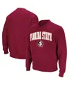 Colosseum Men's Florida State Seminoles Arch & Logo Tackle Twill Pullover Sweatshirt In Garnet