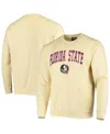 Colosseum Men's Florida State Seminoles Arch & Logo Tackle Twill Pullover Sweatshirt In Gold