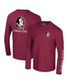 Colosseum Men's Garnet Florida State Seminoles Logo Lockup 3-hit Active Blend Long Sleeve T-shirt In Garnet