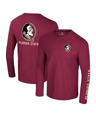 Colosseum Men's Garnet Florida State Seminoles Logo Lockup 3-hit Active Blend Long Sleeve T-shirt