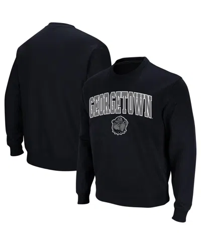 Colosseum Men's Georgetown Hoyas Arch And Logo Crew Neck Sweatshirt In Navy