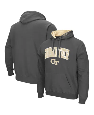 Colosseum Men's Georgia Tech Jackets Arch And Logo Pullover Hoodie In Charcoal