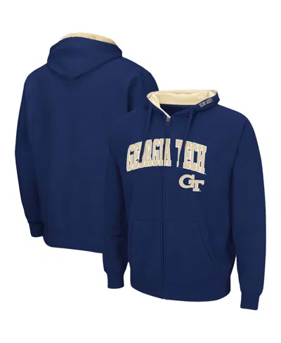 Colosseum Men's Georgia Tech Yellow Jackets Arch & Logo 3.0 Full-zip Hoodie In Navy