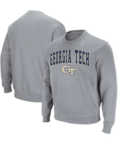 Colosseum Men's Georgia Tech Yellow Jackets Arch Logo Tackle Twill Pullover Sweatshirt In Gray