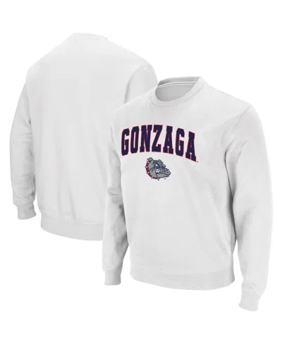Colosseum Men's Gonzaga Bulldogs Arch & Logo Tackle Twill Pullover Sweatshirt In White