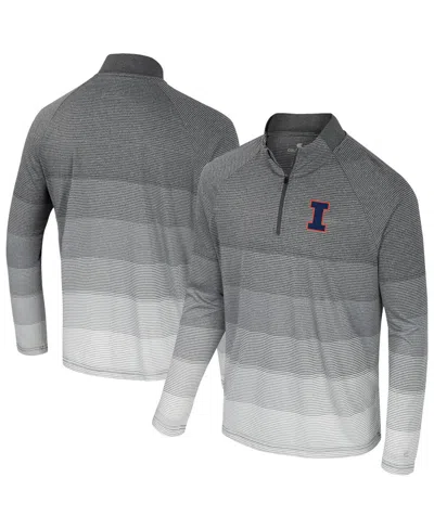 Colosseum Men's Gray Illinois Fighting Illini Ai Striped Mesh Quarter-zip Raglan Windshirt Jacket