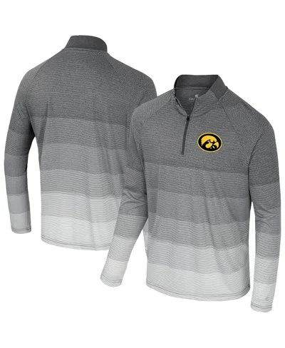 Colosseum Men's Gray Iowa Hawkeyes Ai Striped Mesh Quarter-zip Raglan Windshirt