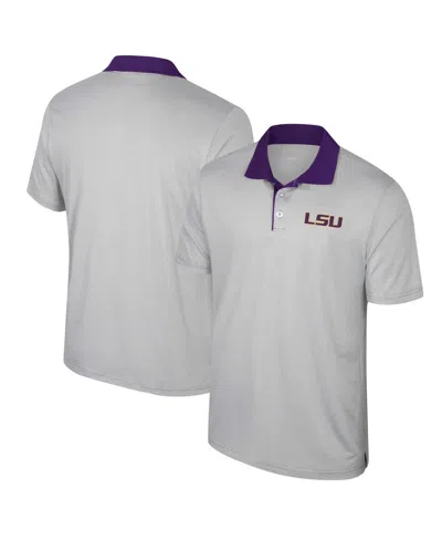 Colosseum Men's Gray Lsu Tigers Big & Tall Tuck Striped Polo In Grey