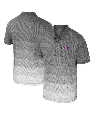 Colosseum Men's Gray Lsu Tigers Striped Mesh Polo Shirt