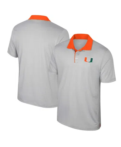 Colosseum Men's Gray Miami Hurricanes Big Tall Tuck Striped Polo